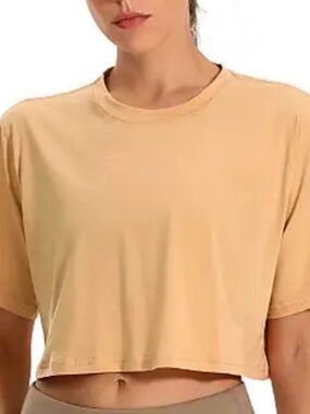 CRZ YOGA Pima Cotton Crew Neck Cropped Tee 🧡